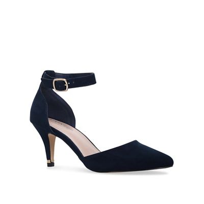 blue pointed court shoes