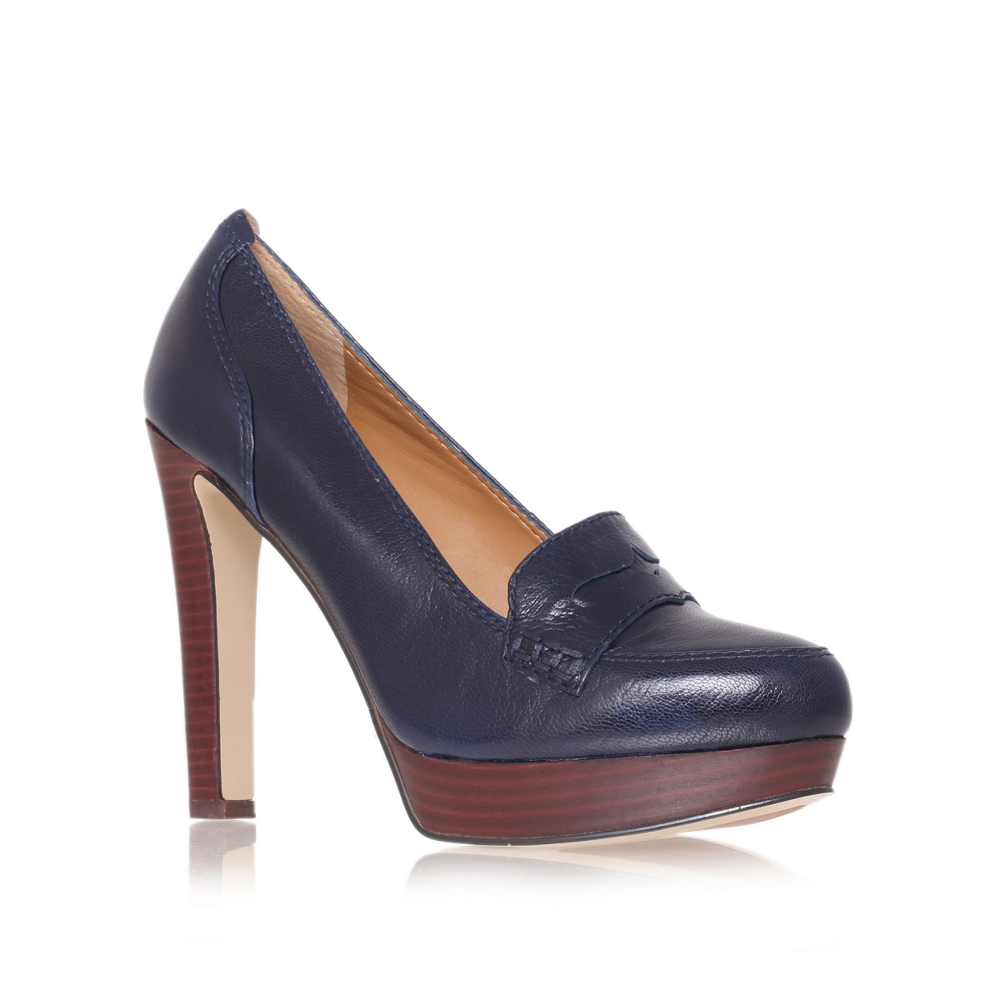 Nine West Navy Weheart High Heel Penny Loafers