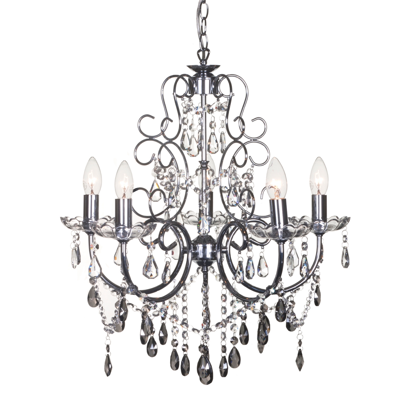 Litecraft Madonna 5 Light Dual Mount Smoke and Clear Crystal Chandelier