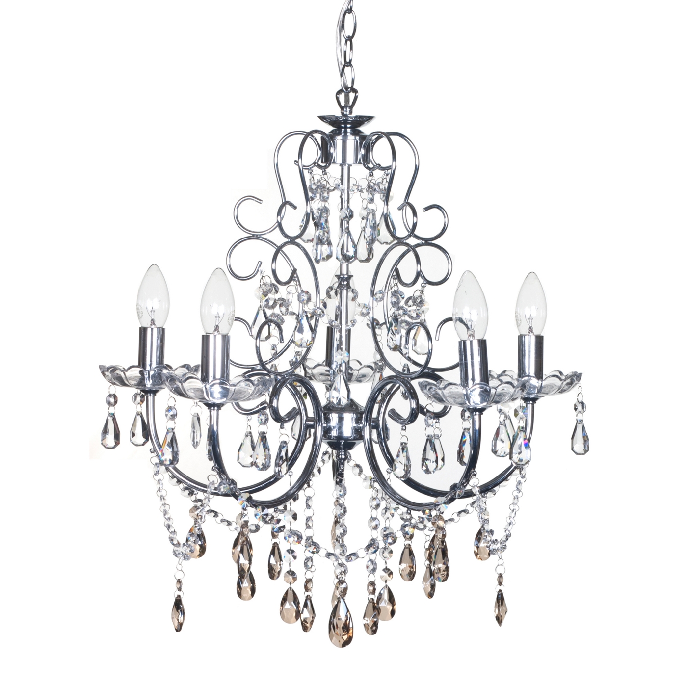 Litecraft Madonna 5 Light Dual Mount Champagne and Clear Crystal Chandelier