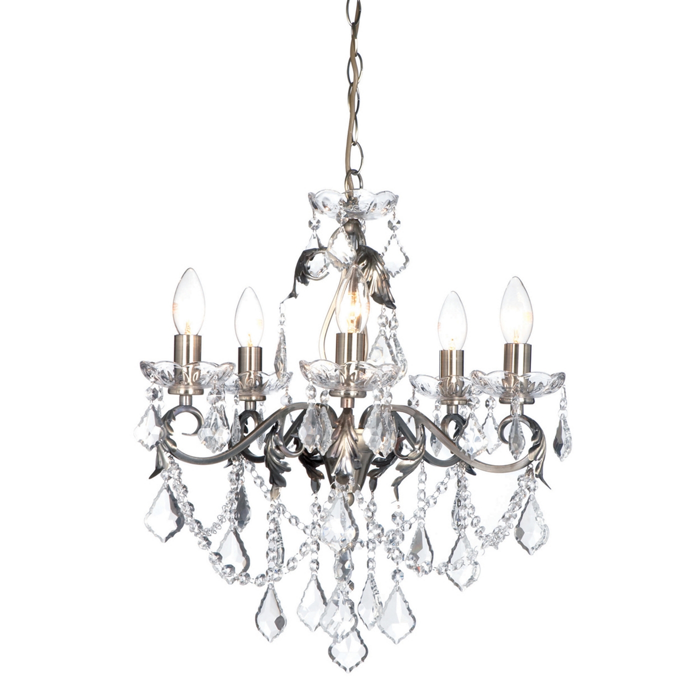 Litecraft Romeo 5 Light Antique Brass Dual Mount Chandelier