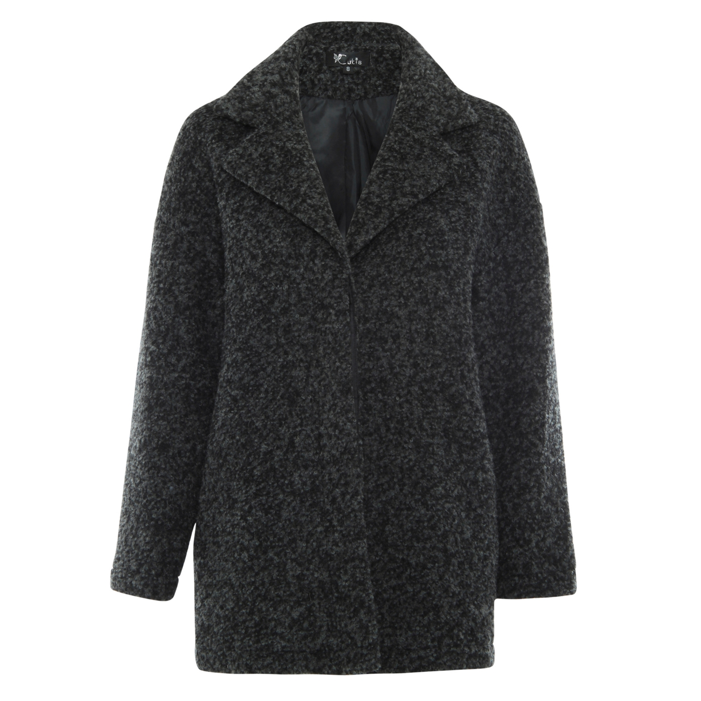 Cutie Black mohair look boyfriend coat