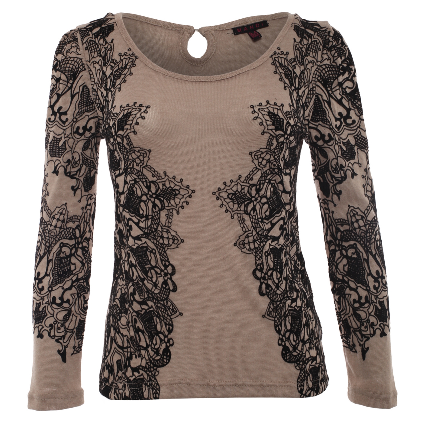 Mandi Beige long sleeves abstract print knitwear