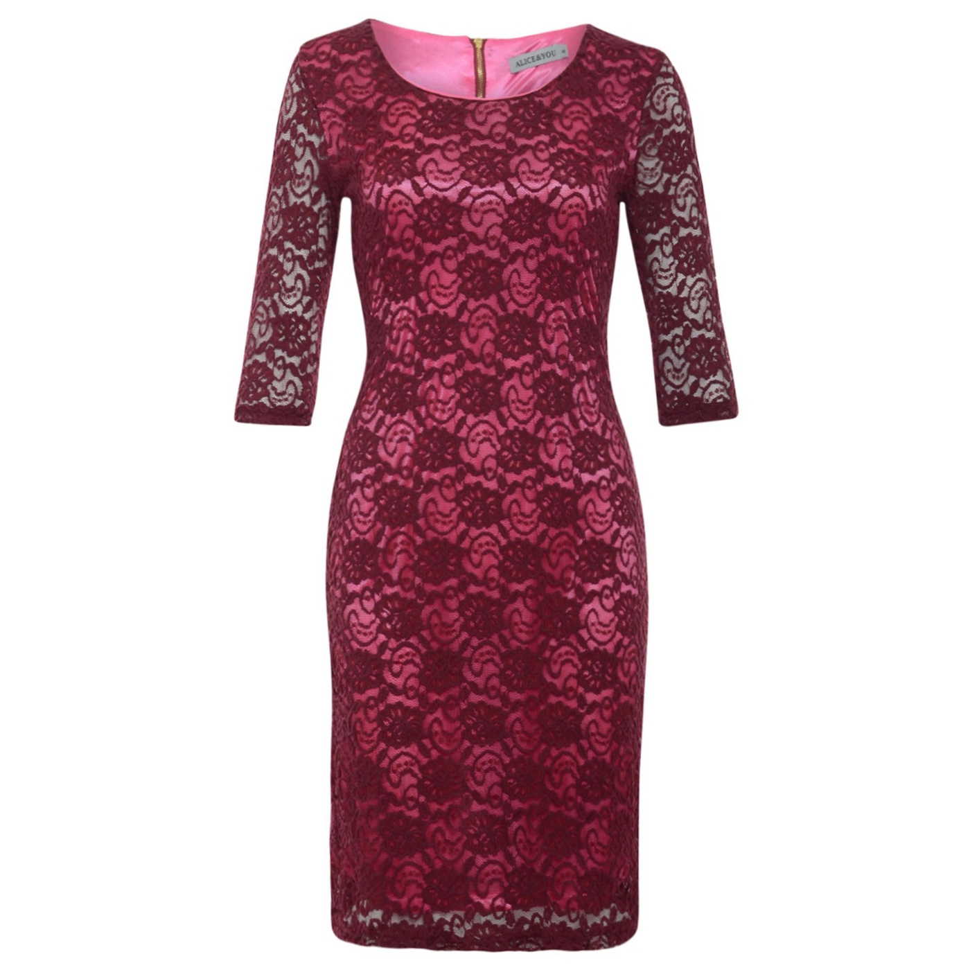 Alice & You Alice & You burgundy lace layer midi dress