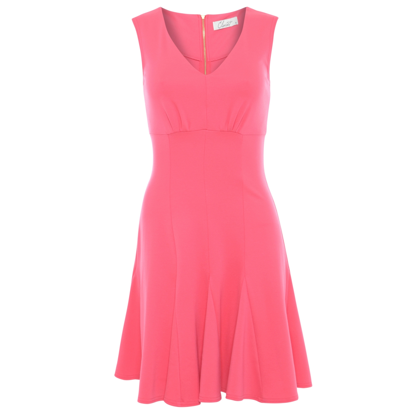 Closet Pink v neck godet ponti dress