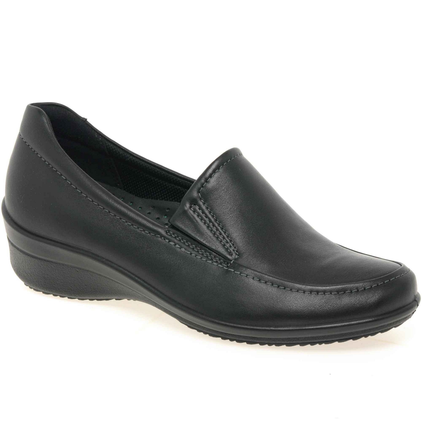 Ecco Black Cordon Wedge Ladies Slip On Shoes