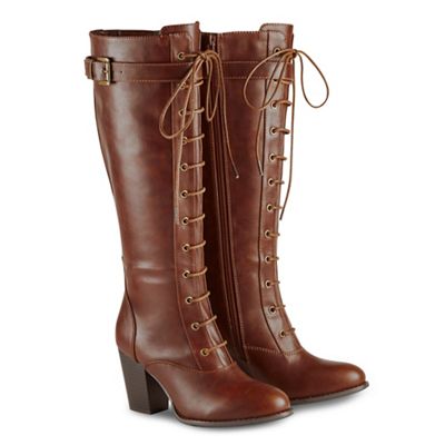 Joe Browns Brown high block heel knee high boots | Debenhams