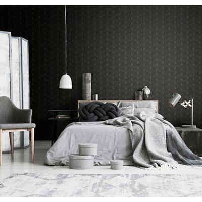 black wallpaper bedroom