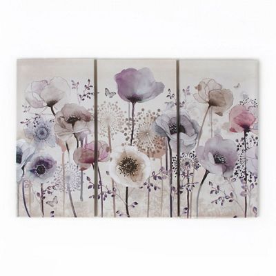 Graham & Brown Purple Classic Poppy Trio Canvas Wallart | Debenhams