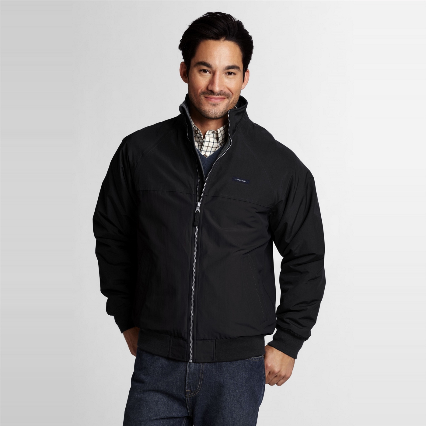 Lands End Black mens classic squall jacket