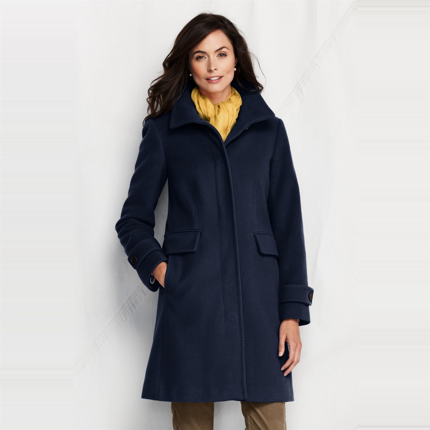 Lands End Blue womens luxe wool walker coat