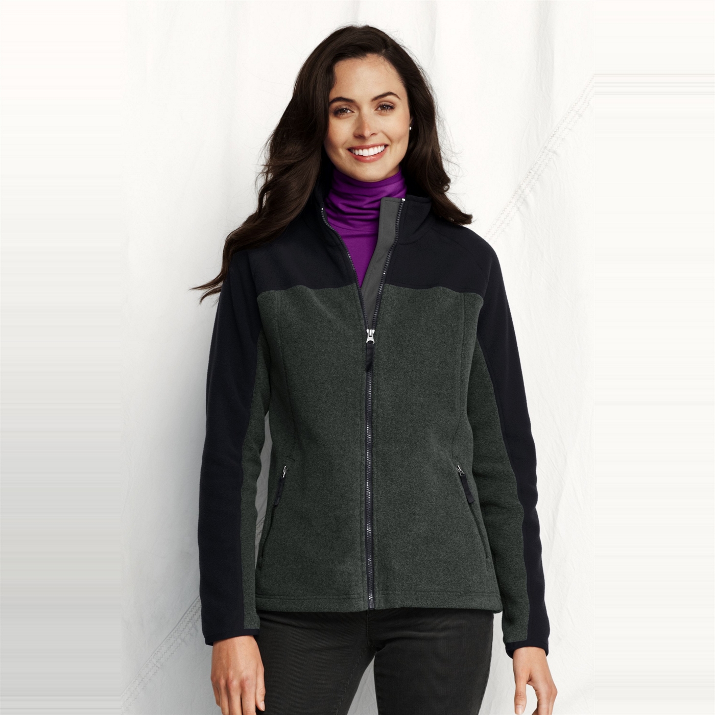 Lands End womens plus colourblock polartec aircore  200 jacket