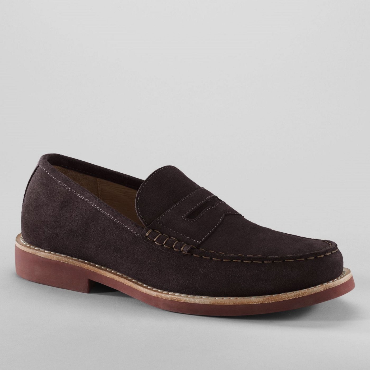 Lands End Brown mens archer suede loafers