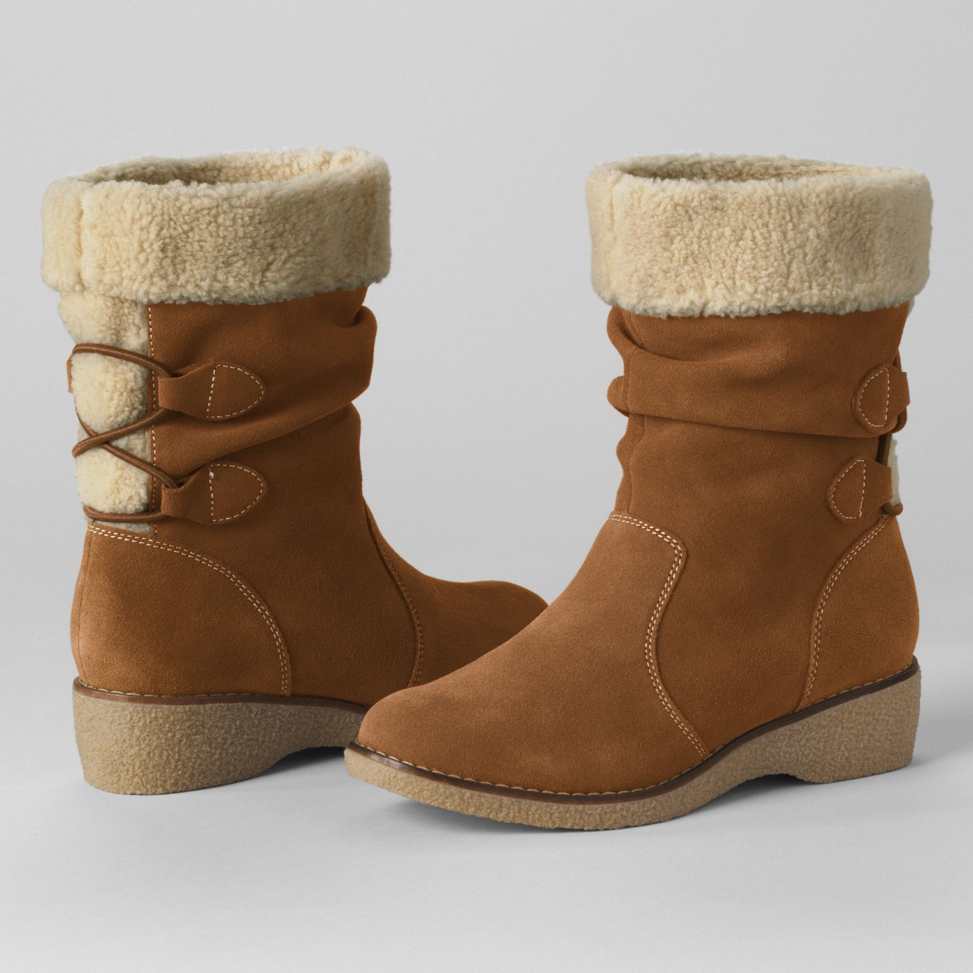 Lands End womens short chalet suede boots