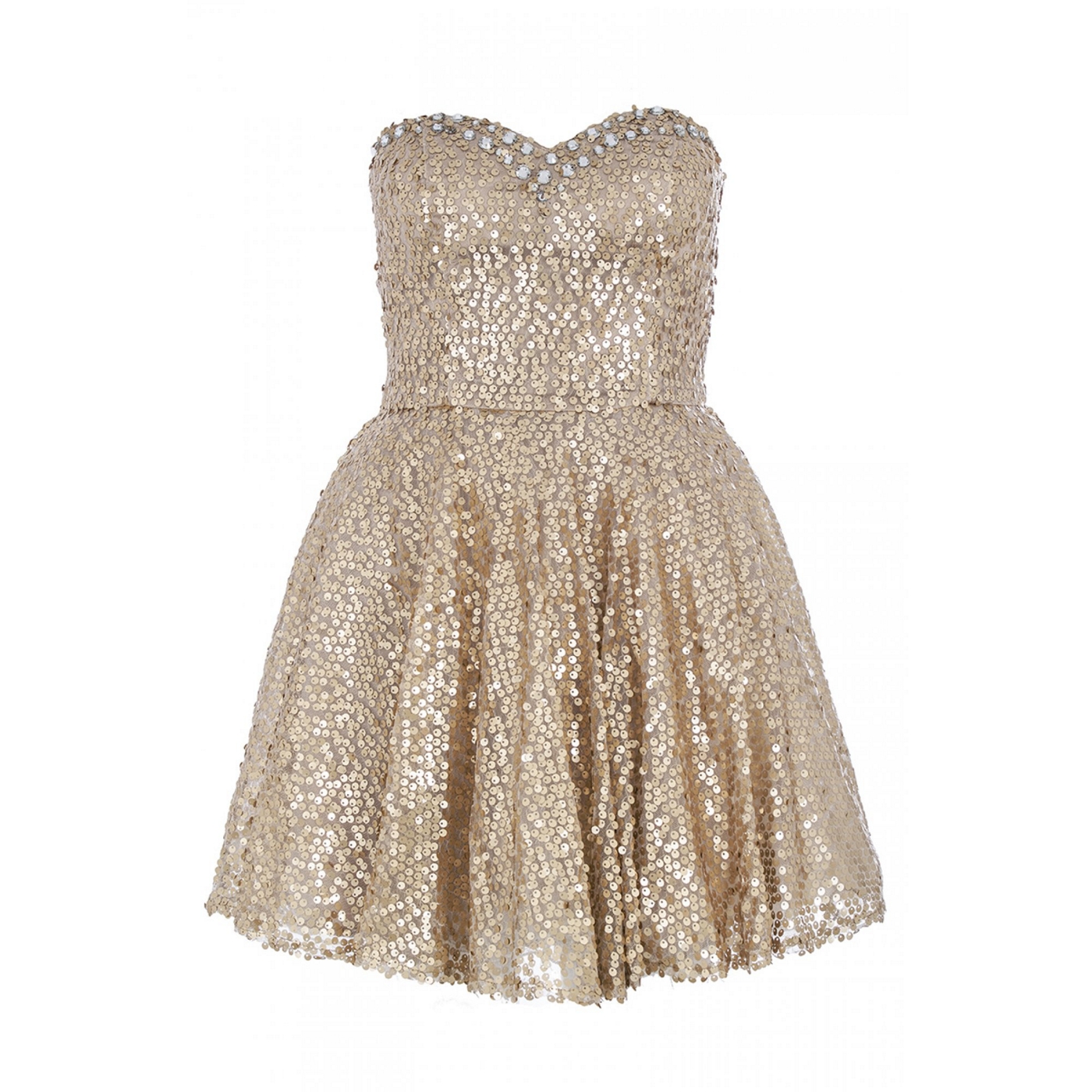 Quiz Gold Sequin Embellished Prom Dress