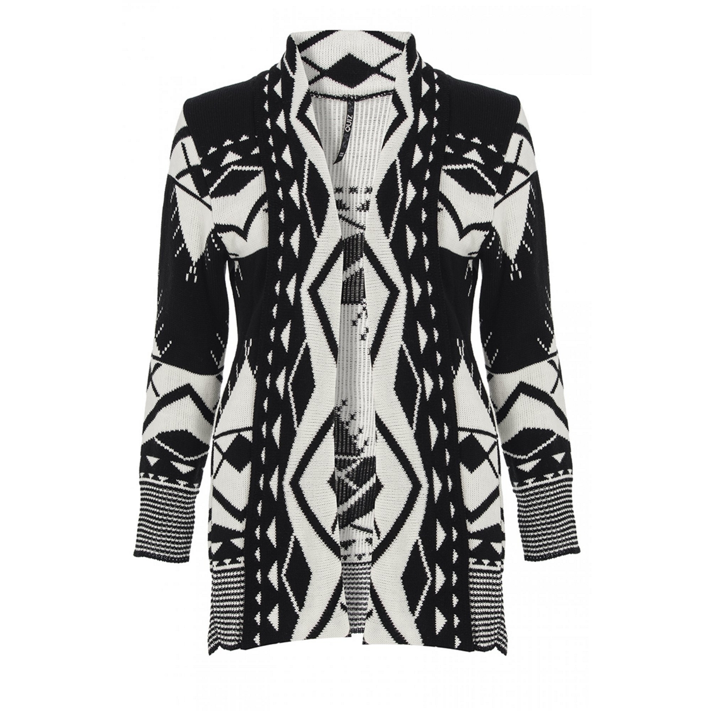 Quiz Black And White Aztec Print Cardigan