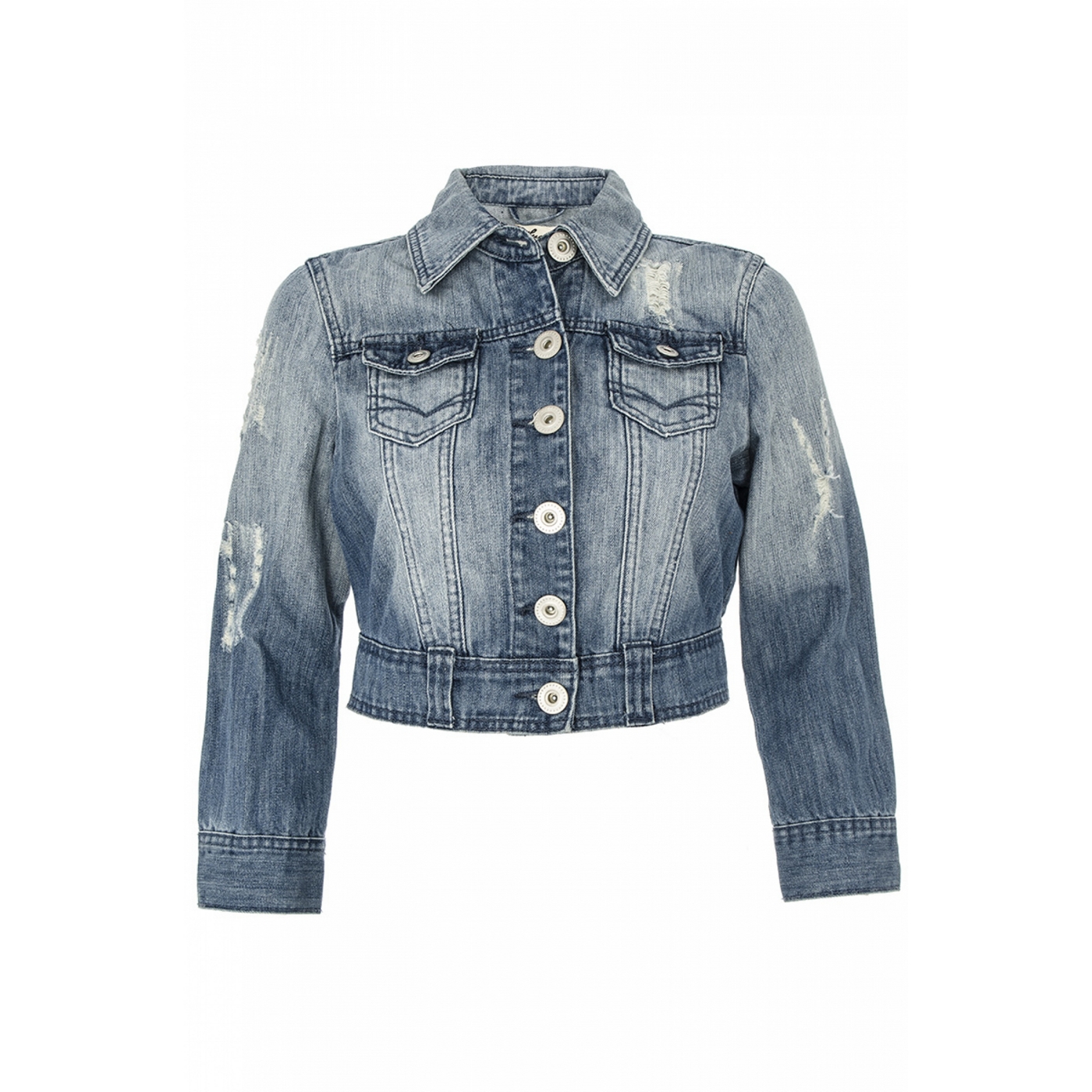 Quiz Mid Blue Washed Effect Denim Jacket