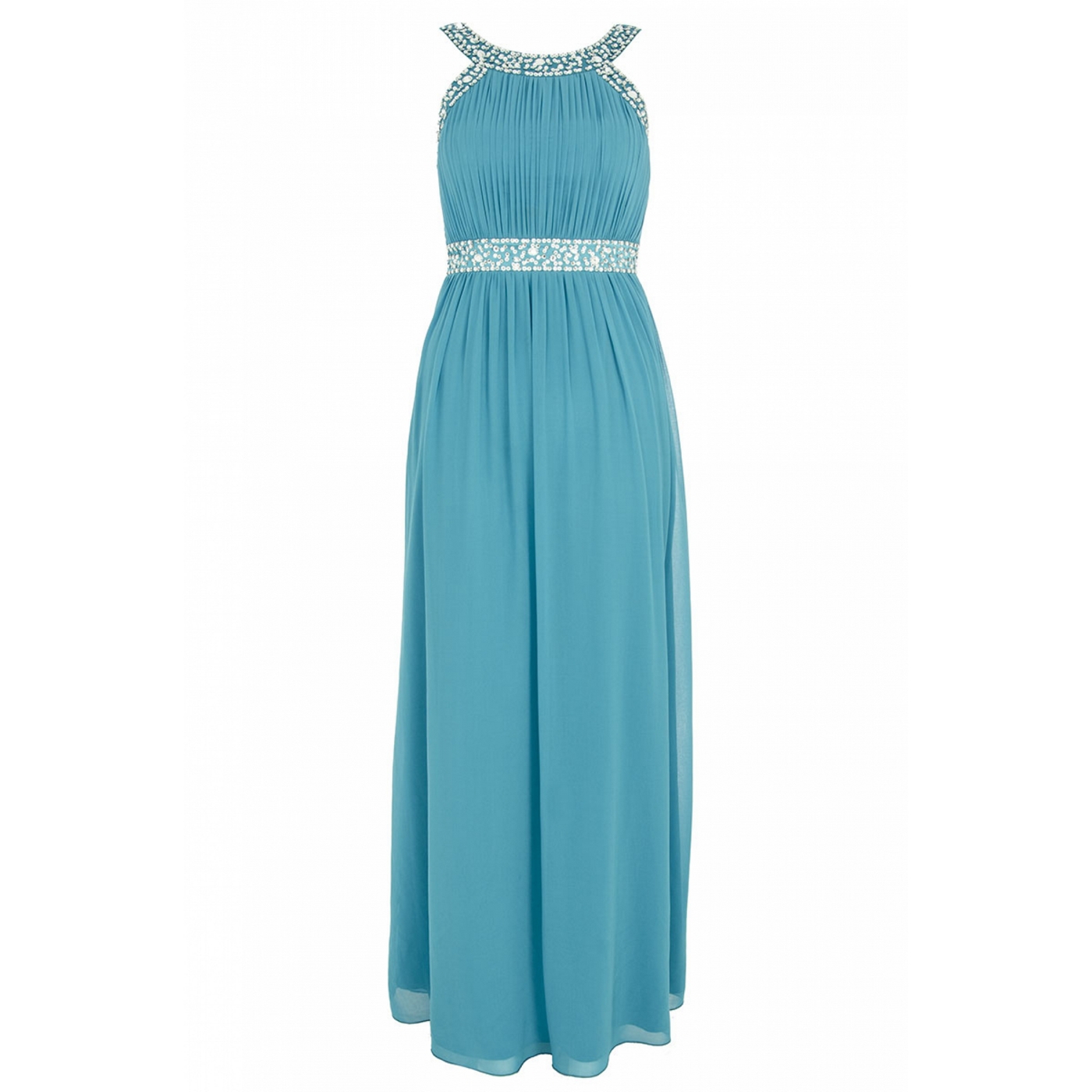 Quiz Petrol Blue And Silver Chiffon Maxi Dress