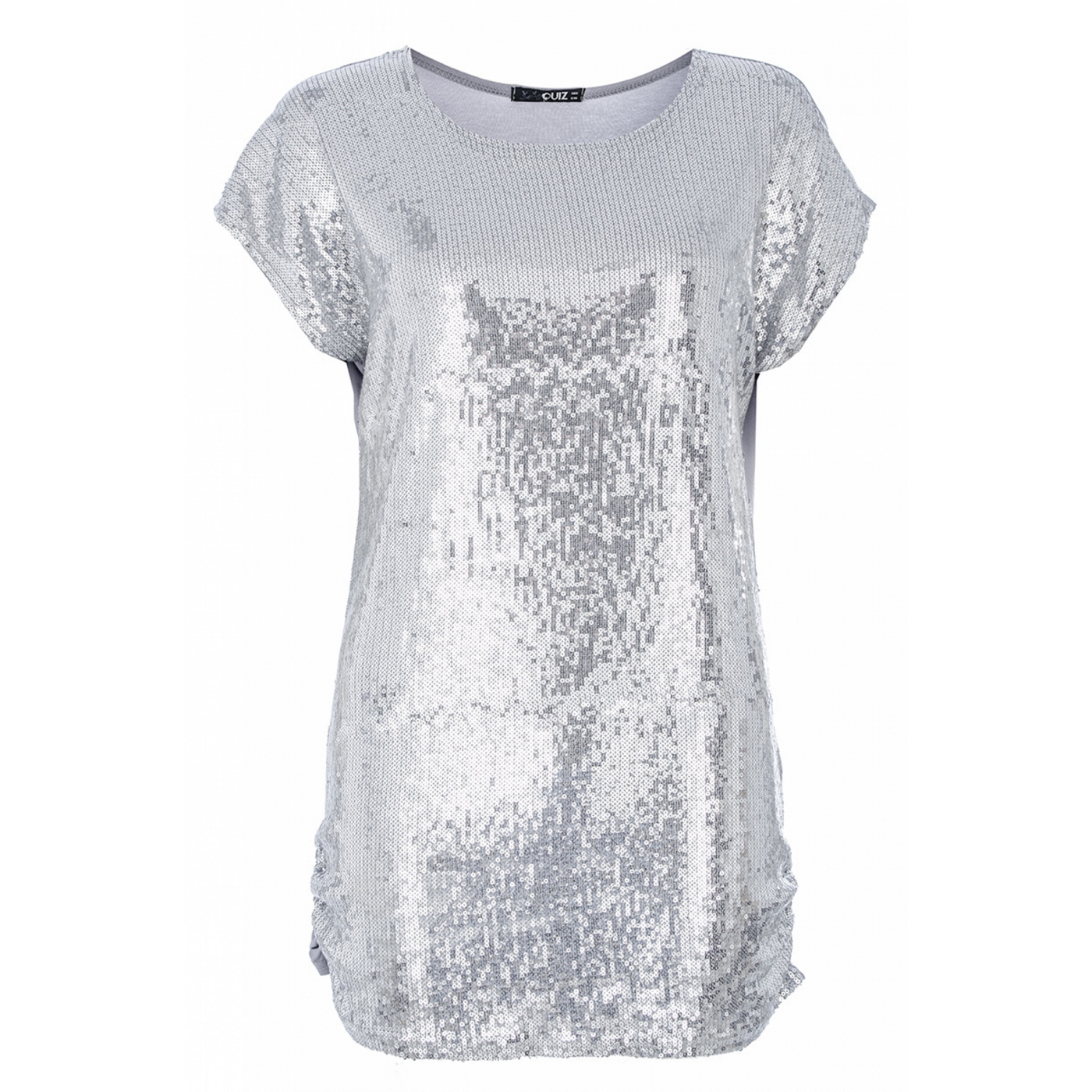 Quiz Grey and Silver Sequin Embellished Top