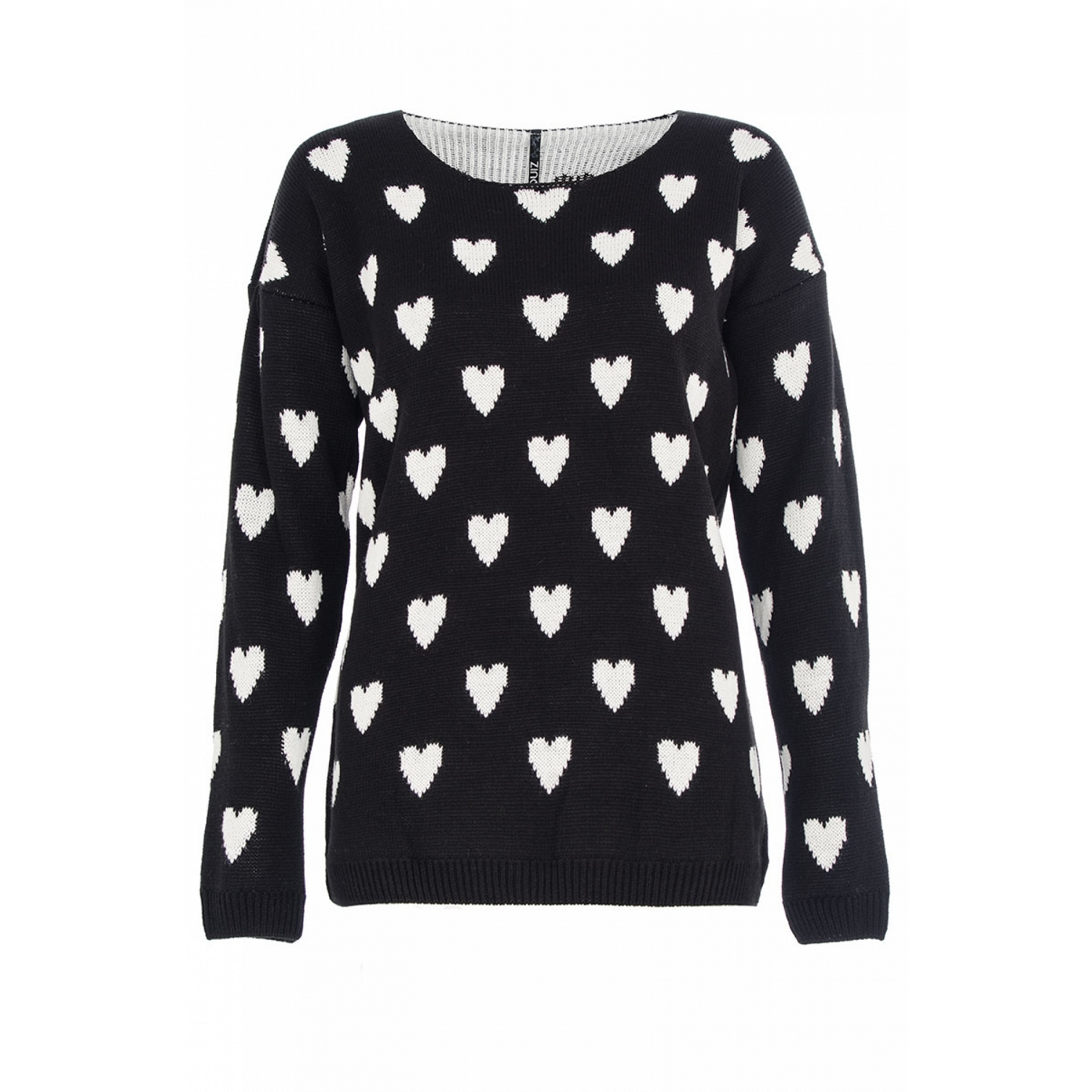 Quiz Black And Cream Hearts Jumper