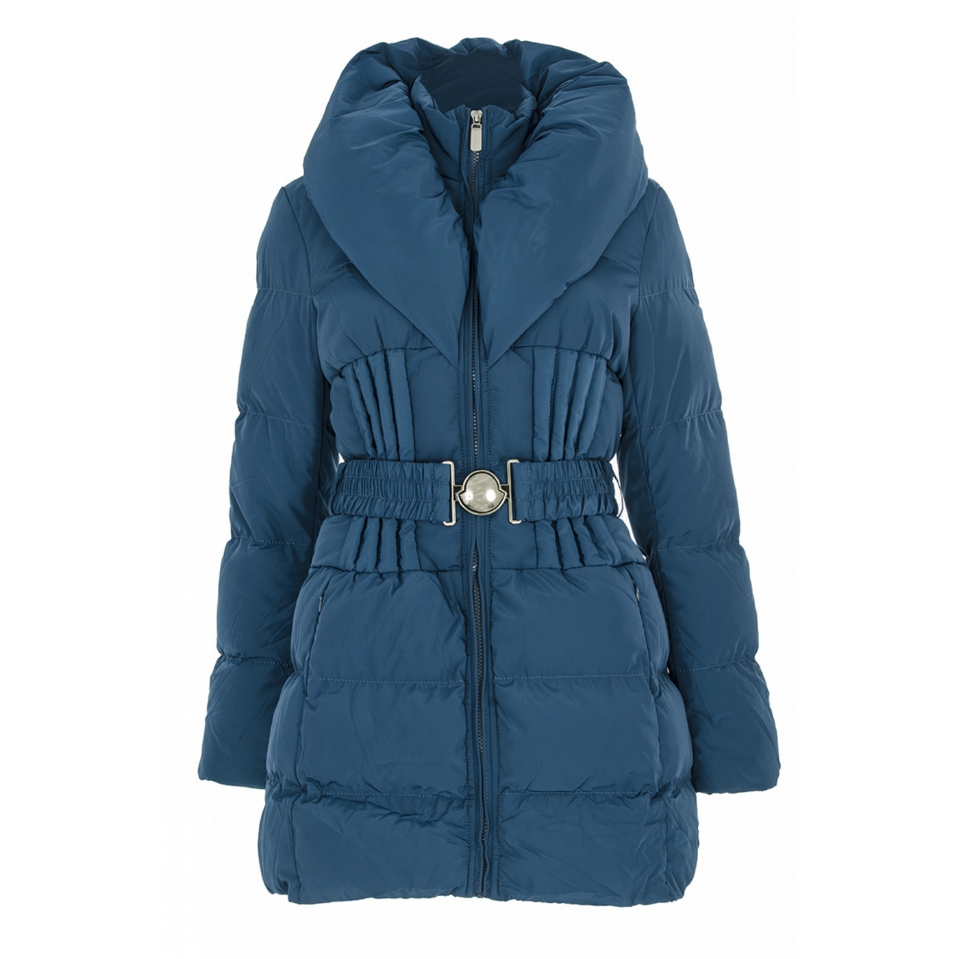 Quiz Blue Padded Belted Jacket