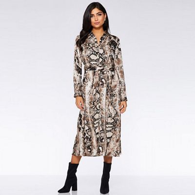 Quiz Brown snake print maxi shirt dress Debenhams Quiz Brown snake print maxi shirt dress Debenhams