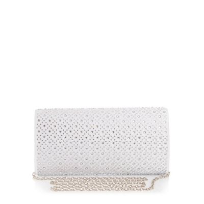 Handbags Wom!   en S Handbags Debenhams - quiz white jewel clutch bag