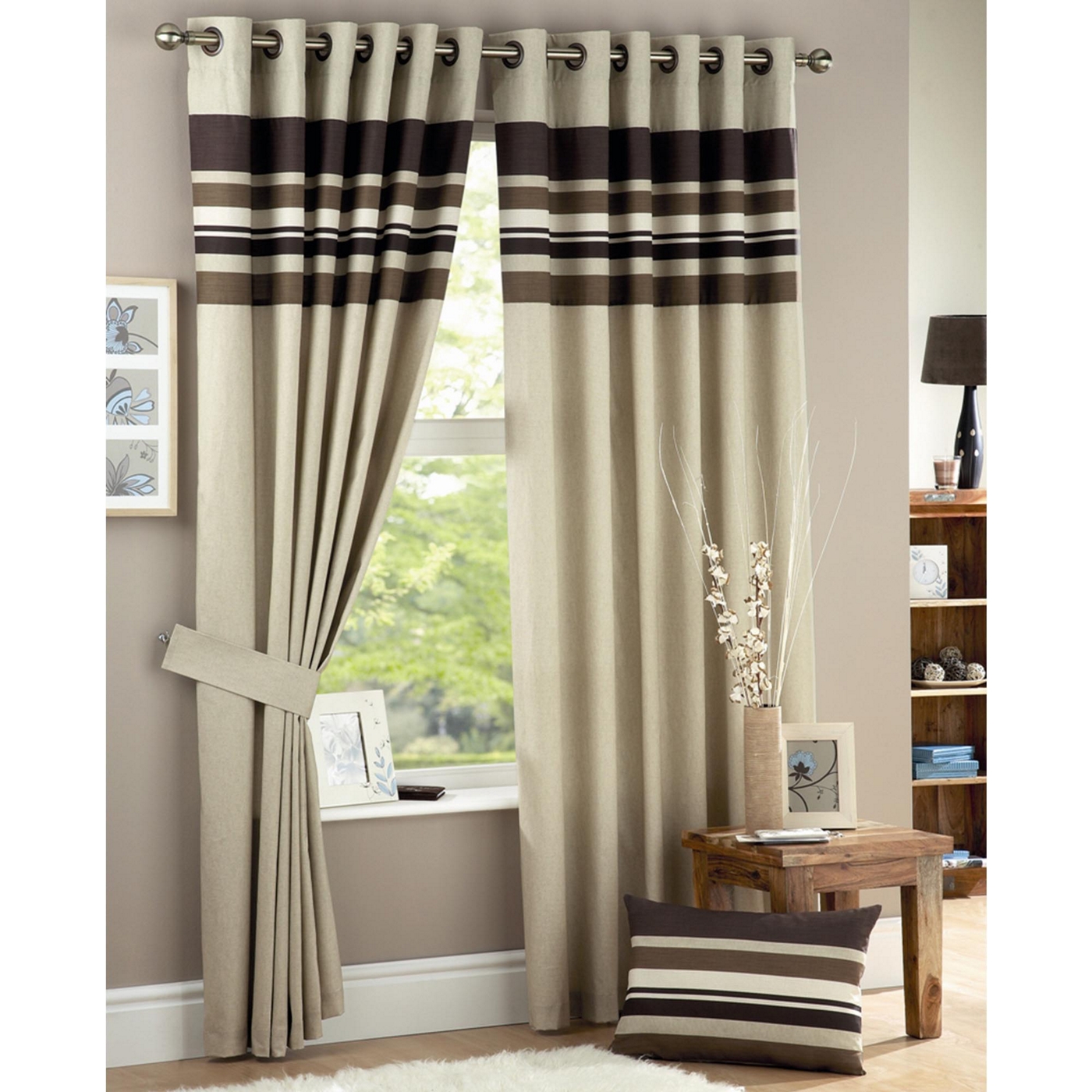 Curtina Harvard Chocolate Lined Eyelet Curtains