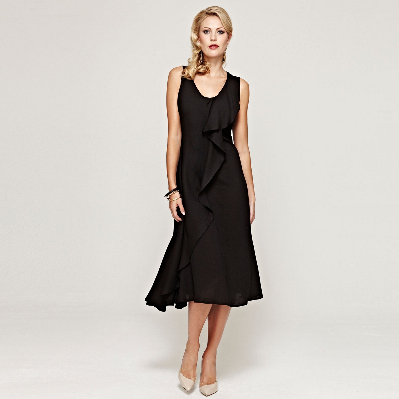 HotSquash Black sleeveless ruffle dress in clever fabric