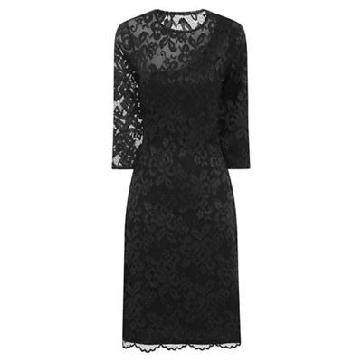HotSquash Black One-Sleeved Thermal Lace Dress in Clever Fabric | Debenhams