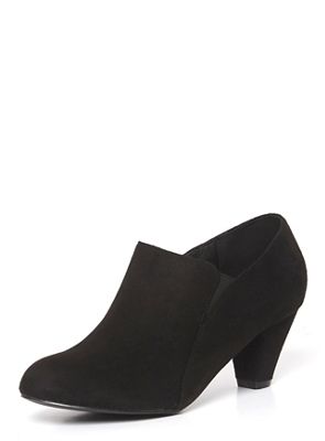 Evans Extra wide fit black elastic shoe boots | Debenhams