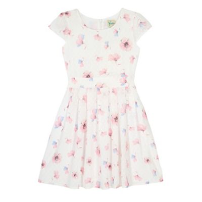 Yumi Girl Cream Floral Print Dot Dress | Debenhams