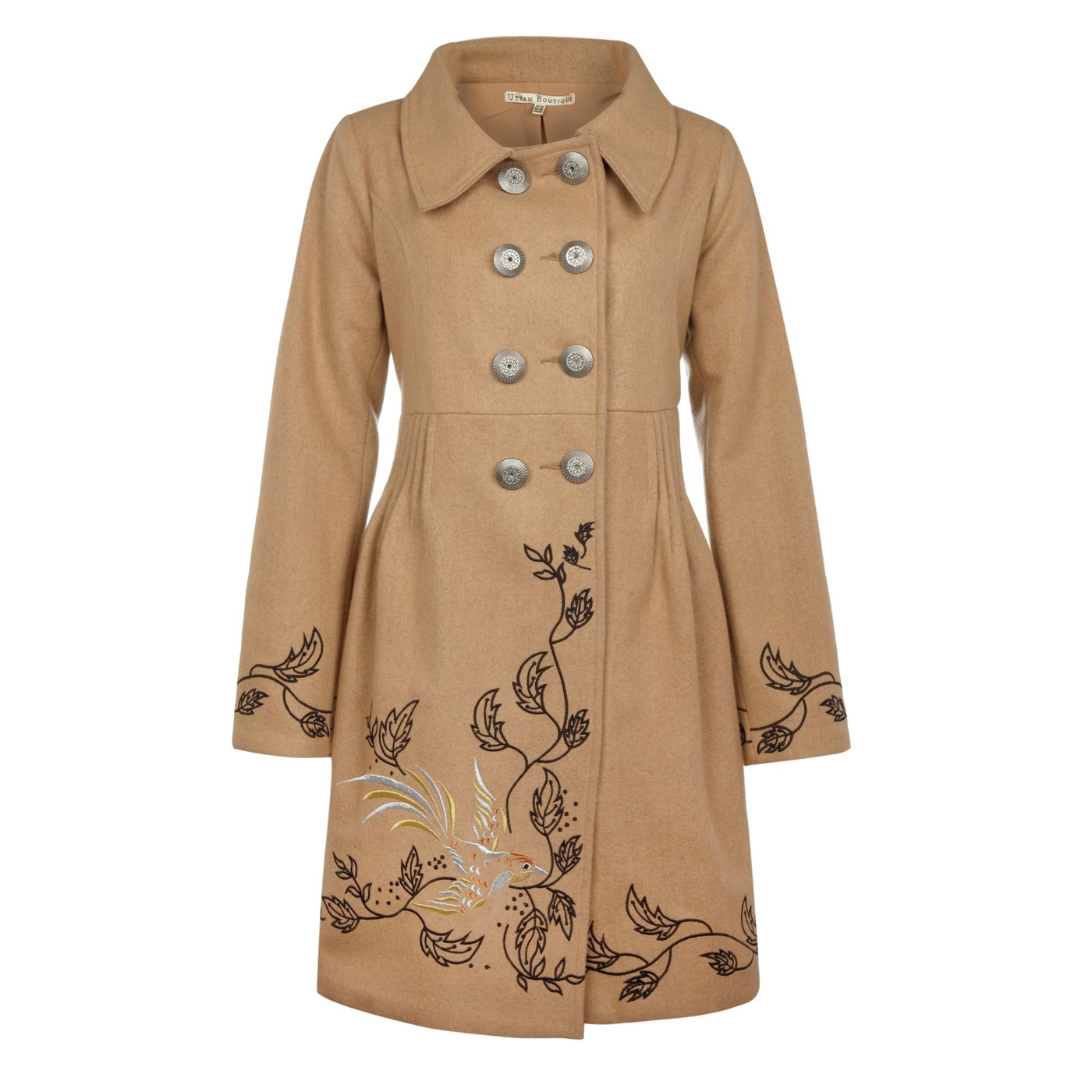 Uttam Boutique Beige Phoenix embroidered coat