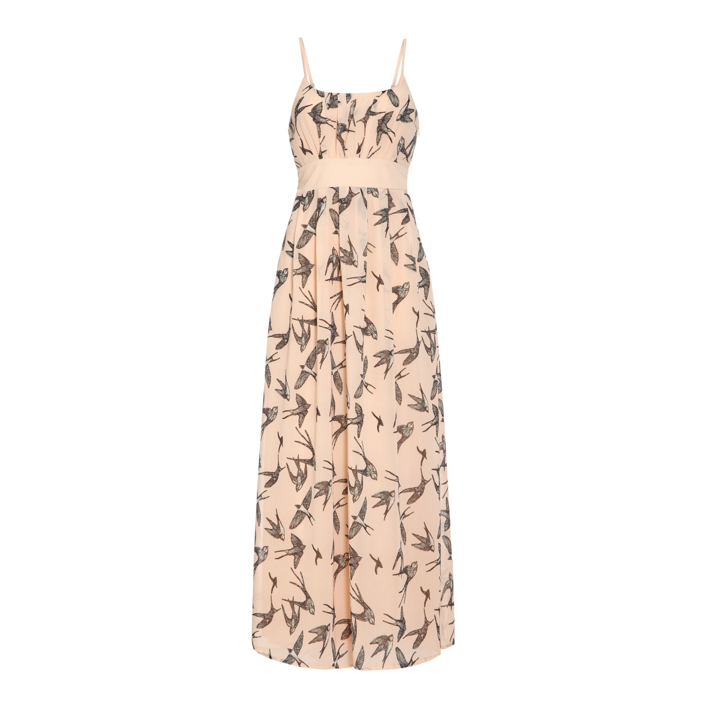 Iska Peach Bird and butterfly maxi dress