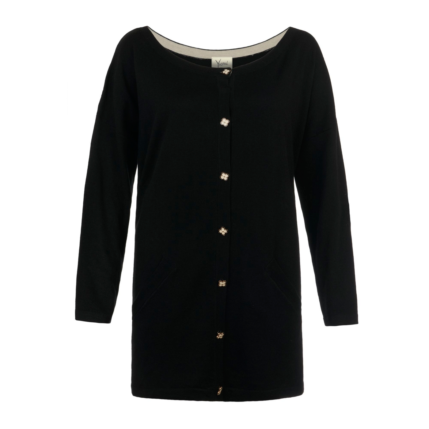 Yumi Black Close knit cardigan