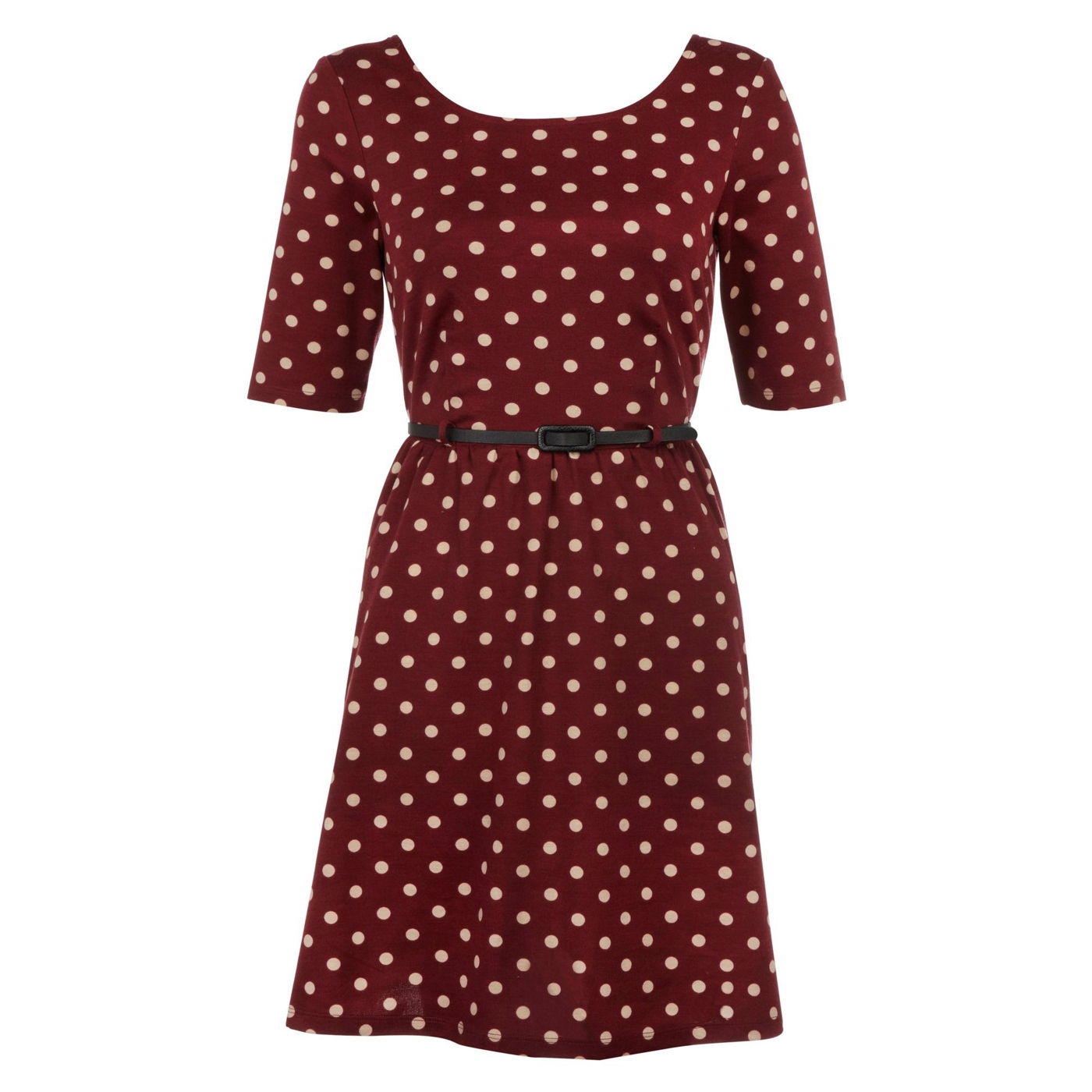 Yumi Burgundy Polka dot dress