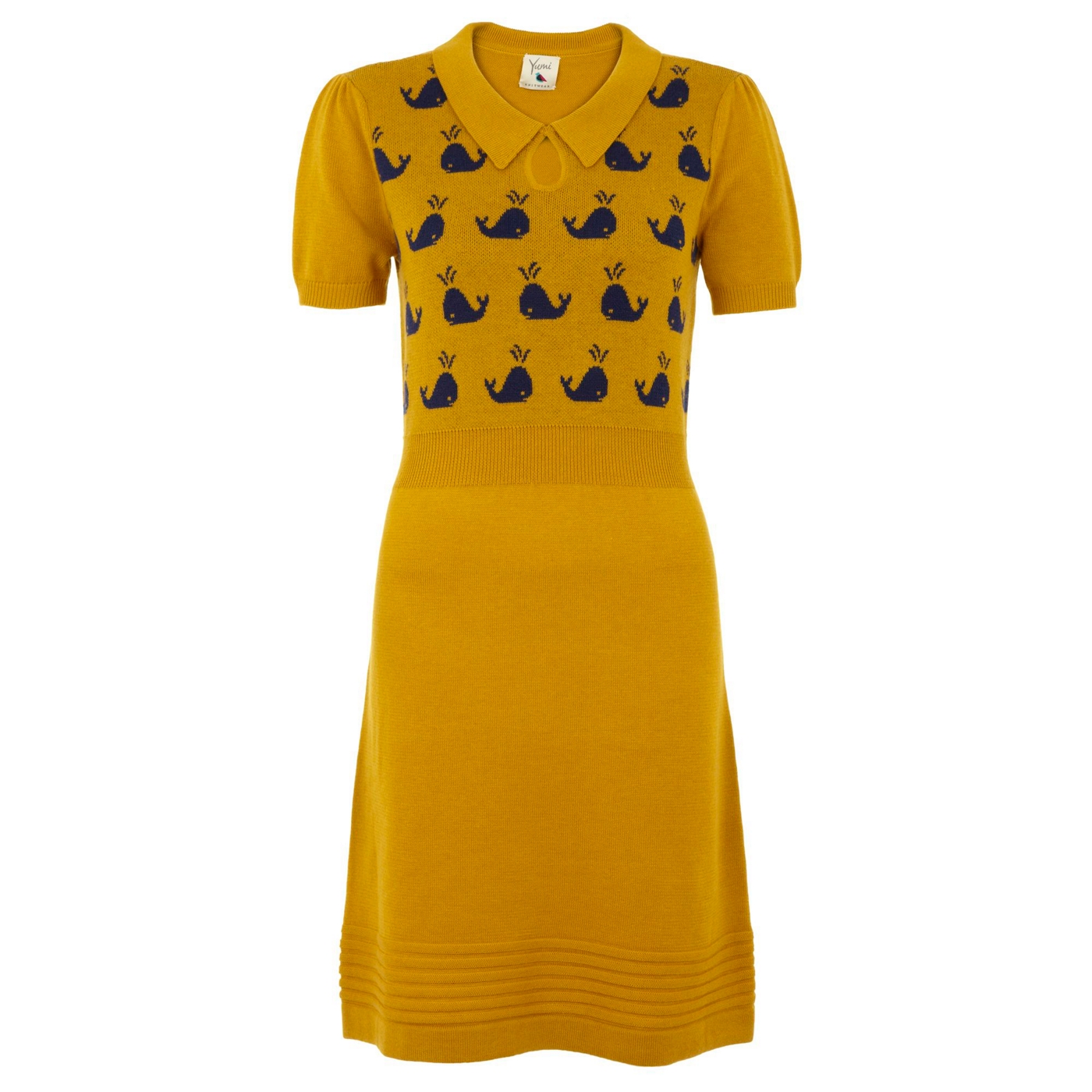 Yumi Mustard Two tone whale dress