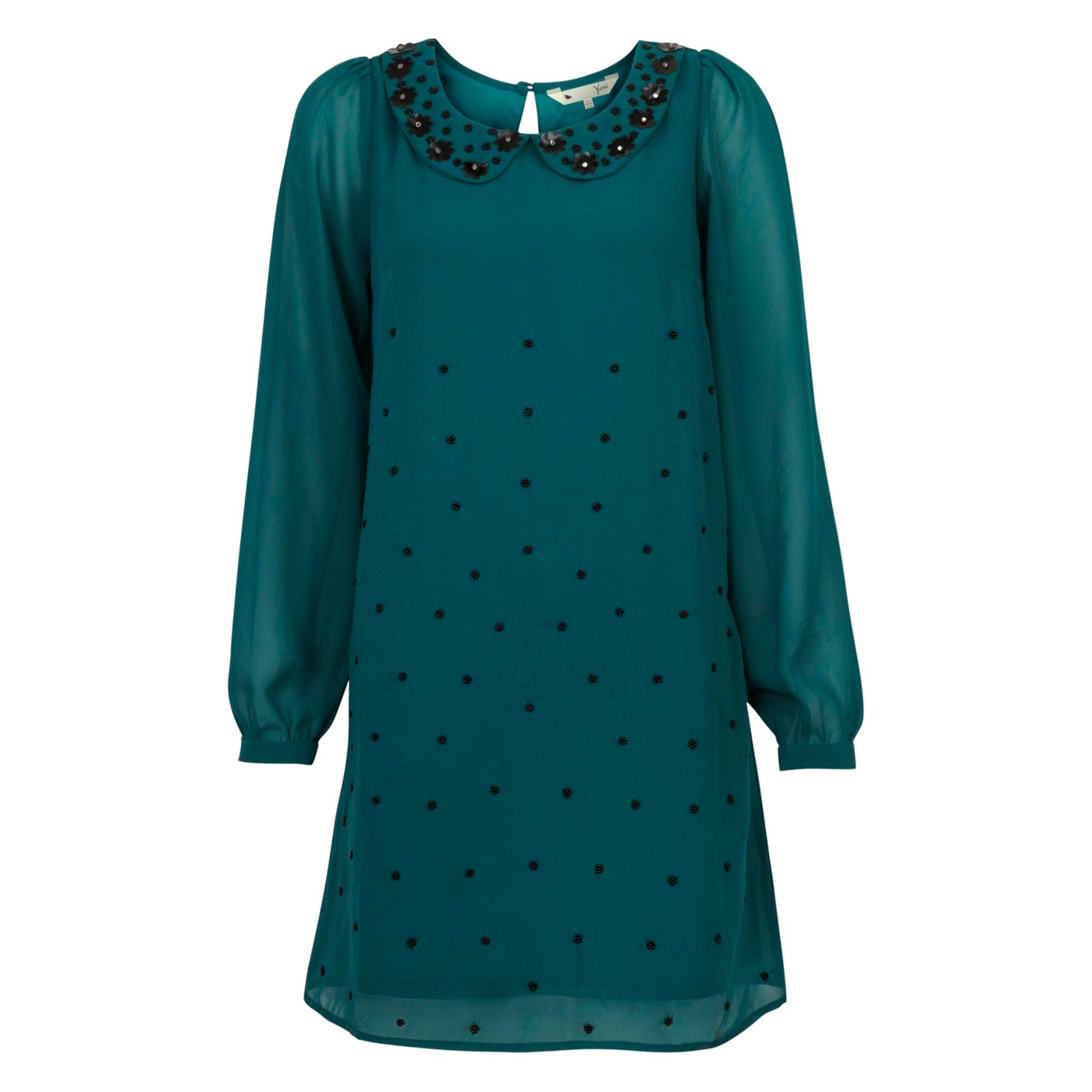 Yumi Teal Flower embellished dress