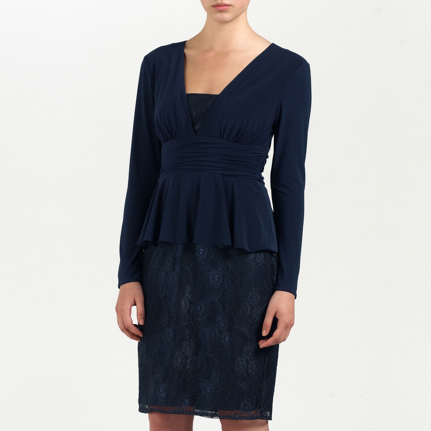 Ariella London Navy Paten Jersey/Lace short dress