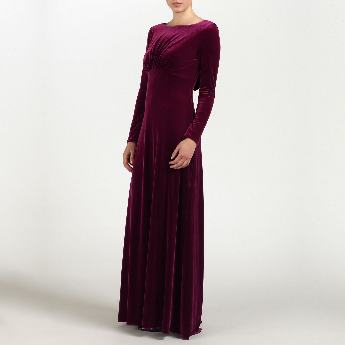 Ariella London Wine Rafaella Velvet Long Dress