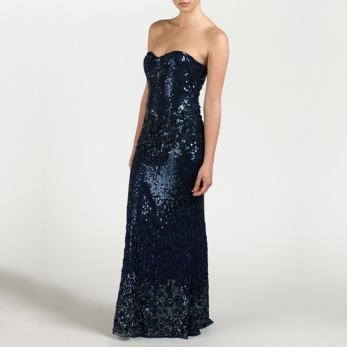 Ariella London Navy Leah Strapless Sequin Long Dress