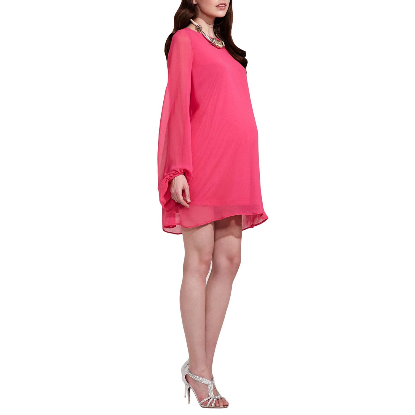 Rock a Bye Rosie Pink maternity shift dress with bell sleeves