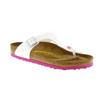 Birkenstock White & pink patent 'Gizeh' ladies thong sandals | Debenhams