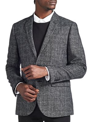 Burton - Black and grey wool blend checked blazer