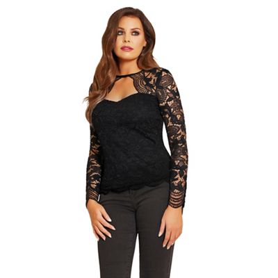 Jessica Wright for Sistaglam Black 'Essie' lace sweetheart neckline top